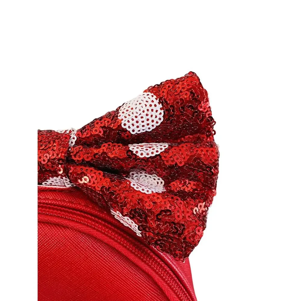 Disney Parks Loungefly Minnie Mouse Wristlet Red Sequin Bow Polka Dot NWOT